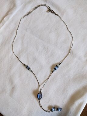 Silver-Tone Blue Bead Lariat Necklace - Women's Jewelry